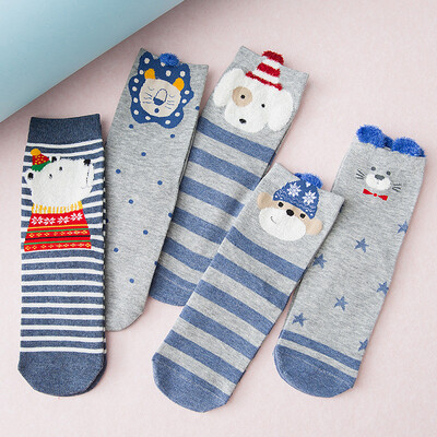 

Ladies cartoon socks cotton Japanese cute animal pattern in stockings 5 pairs