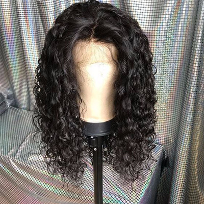 

Curly Short Lace Front Human Hair Wigs Pre-Plucked Hairline Wet Wavy Virgin Hair Brazilian Lace Front Bob Wig With Baby Hair