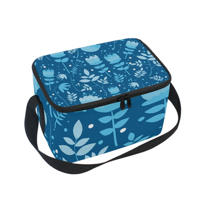 

ALAZA Lunch Box Insulated Navy Floral Lunch Bag Large Cooler Tote Bag for Men Women
