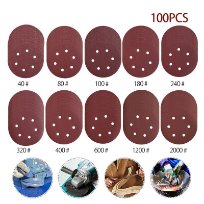 

100Pcs 6 Inch Sander Disc Round Sandpaper 6 Holes Disk Sand Sheets 40-2000 Grit Hook Loop Sanding Disc Polish Tools