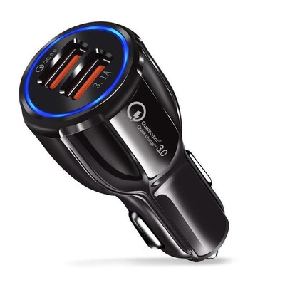 

Qualcomm QC30 Certified Quick Charge Dual 2 USB Port QC30 Fast Car Charger 36W Green