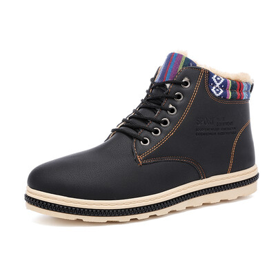 

Mens flannel fashion leisure boots warm high-top shoes