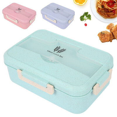 

Lunch Box Wheat Straw Dinnerware Food Storage Container Children Kids School Office Portable Bento Box