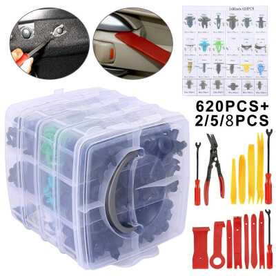 

622625628pcs Car Body Pin Rivet Fasteners Trim Moulding Clip Screwdriver Fastener Clip Kit