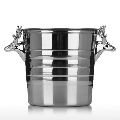 

Ice Bucket with Silvery Deer Head Stainless Steel Sculpture Bar Tool Home Tool Wine Bucket Champagne Bucket