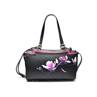 

SUWERER 2019 New superior cowhide leather Designer famous brand women bag fashion Tote women genuine leather bag Color printing w