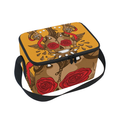 

ALAZA Lunch Box Insulated Lunch Bag Large Cooler Skull Freedom Tote Bag