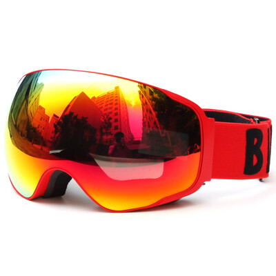 

Adult Skiing Snowboarding Skating Goggles UV Protection Anti-fog Wide Spherical PC Lens Anti-slip Strap Helmet Compatible