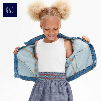

GAP flagship store girl pleated round neck wide swing dress 336246 light sense bright white M