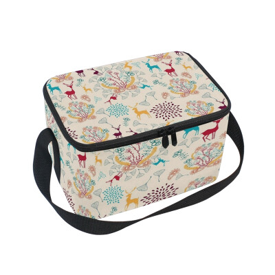 

ALAZA Lunch Box Insulated Colorful Deer Lunch Bag Large Cooler Tote Bagfor Men Women