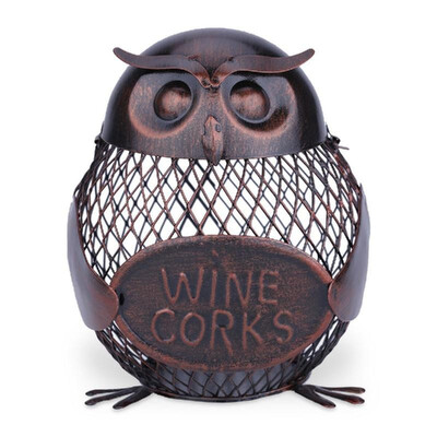 

TOOARTS Owl mesh winebottle holder Owl Bottle cork container Iron art Practical decoration Creative sculpture Creative wine