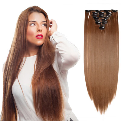 

8 PcsSet Fashion Long Curly Wavy Straight Clip In Hair Extension Sexy Heat Resistant Party Hair Natural Synthetic Hair For Women