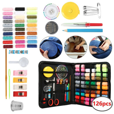 

126pcsSet Portable Travel Sewing Box Kitting Needles Thread Stitching Kit