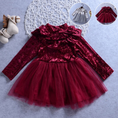 

Vintage velvet gauze Dress Little Girls Princess Tulle Tutu Dress For Christmas Wedding Birthday Party Baptism