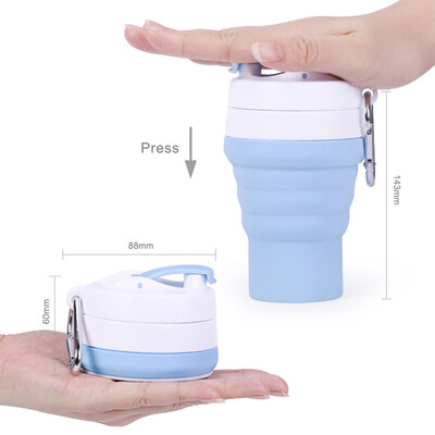 

Collapsible Travel Coffee Mug Silicone Water Cup Bottle BPA Free Protable Sport Mugs with Lid Fit for Office Plane or Outdoor
