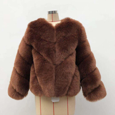 

Fashion Women Faux Fox Fur Keep Warm Coat Short Section Long Sleeve Slim Soft Comfortable Tops Fashion Casual Plus Size Jacket