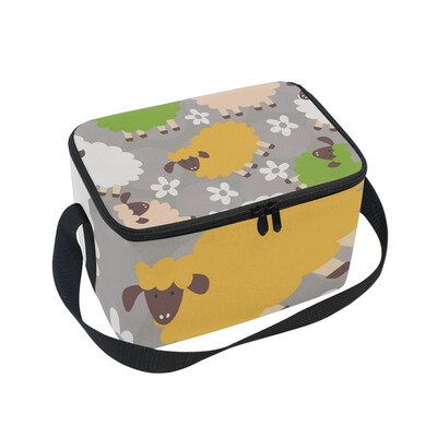 

ALAZA Insulated Lunch Box Colorful Sheep Lunch Bag for Men Women Portable Tote Bag Cooler Bag