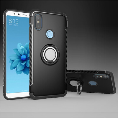 

Back Cover For Xiaomi Mi A2 Mi 6X Case Car Holder Stand Hard PC Silicon Ring Suction Bracket Celulars