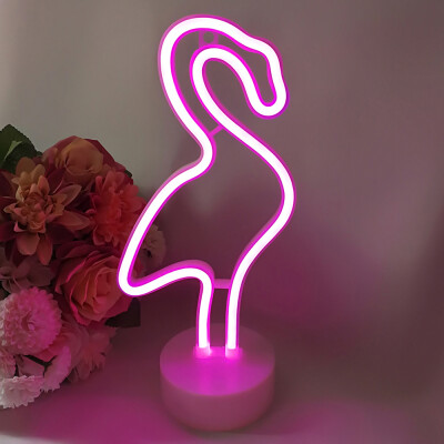 

FlamingoCactusMoonHeartAngelStarLightning Neon Signs LED Light with Holder Base for Party Supplies Removable Home Table Deco