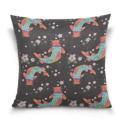 

ALAZA Throw Pillow Cover 16 X 16 inch Cushion Cover with Fishes Printed Pillowcase