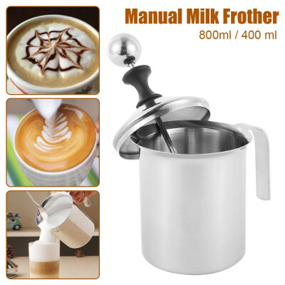 

400ml800ml Stainless Steel Handheld Milk Frother Cappuccino Coffee Double Froth Pump