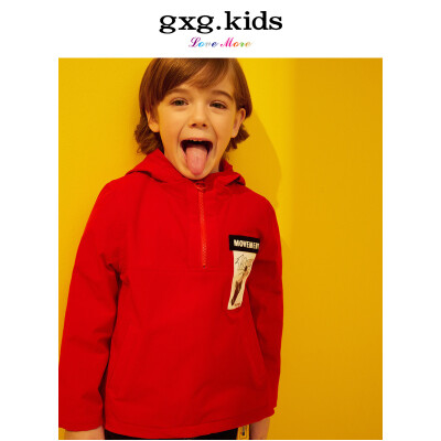 

Gxgkids childrens clothing 19 counters spring new Korean version of the red handsome boy hooded pullover jacket casual fashion A18101392 red 110