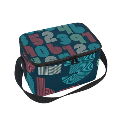 

Lunch Box Insulated Lunch Bag Large Cooler Art Digital Number Tote Bagfor Kids Men Women