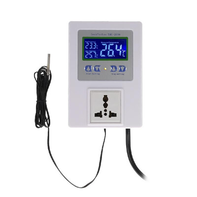 

AC110-240V 10A LCD Digital Intelligent Pre-wired Temperature Controller Outlet with Sensor Thermostat Heating Cooling Control Swit