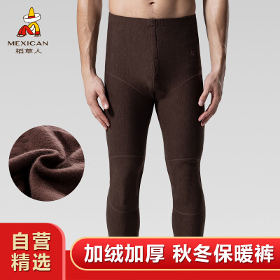 

Scarecrow warm pants mens medium thick plus velvet stretch Slim cotton wool pants line pants trousers mens autumn&winter leggings 86912 coffee L