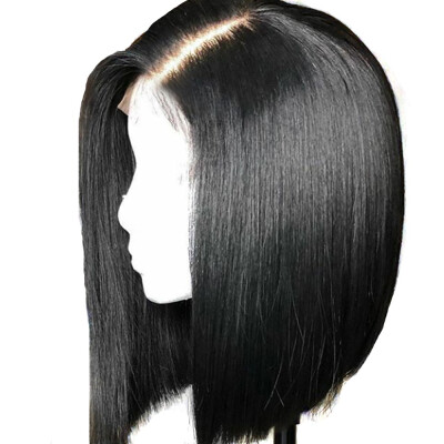 

Full Lace Wigs Bob Glueless Short Silky Straight Brazilian Human Hair Lace Front Wigs with Baby Hair for Women Middle Part