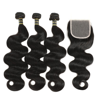 

Amazing Star Brazilian Hair with Closure Body Wave 3 Bundles Human Hair with Closure