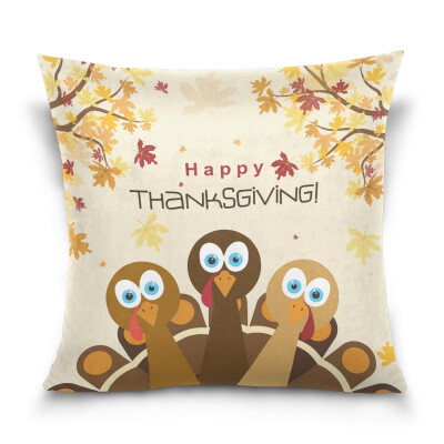 

ALAZA Thanksgiving Throw Pillow Cover 16 X 16 inch Cushion Cover with Happy Thanksgiving Turkey Printed Pillowcase