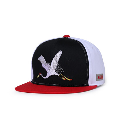 

NUZADA Full Cotton Contrasting Color Stitching Flat Brim Hip Hop Hat Star Embroidered Popular Logo Baseball Cap