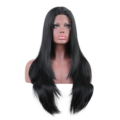 

Element Synthetic 26 Inch Swiss Lace Front Hair Wig Black Long Straight Full Cap Wigs for Black Women Free Ship