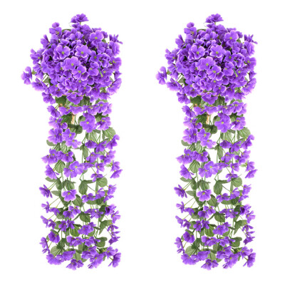 

Willstar 2Pcs-Hanging Flowers Artificial Violet Flower Wall Hanging with Wisteria Basket Home Decor Flowers-4 Colors