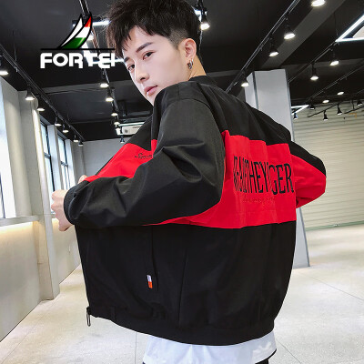 

FORFORTE jacket mens jacket 2019 spring new fashion casual youth Slim baseball uniform stand collar jacket mens shirt 9057 blac