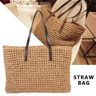 

Woven Rattan Bag Round Straw Shoulder Bag Small Beach HandBags Women Summer Hollow Handmade Messenger Crossbody Bags