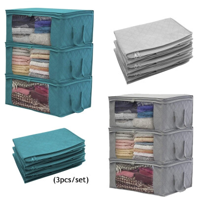 

3pcsset High Capacity Foldable Organizer Bags Portable Anti-dust Wardrobe Clothes Quilt Blanket Home Storage Box