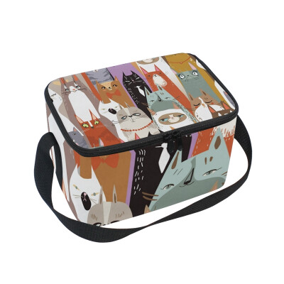 

ALAZA Lunch Box Insulated Lunch Bag Large Cooler Funny Cartoon Cat Tote Bag