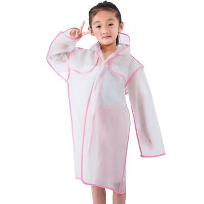 

Yuhang YUHANG boys&girls EVA raincoat translucent poncho non-disposable travel outdoor raincoat long hooded VA661 black edging