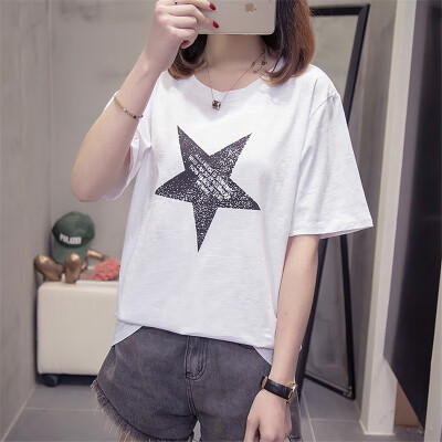 

JOY OF JOY Jingdong Womens 2019 Summer New Womens Loose Joker Short Sleeve T-Shirt Womens Bamboo Cotton JWTD191465 White L