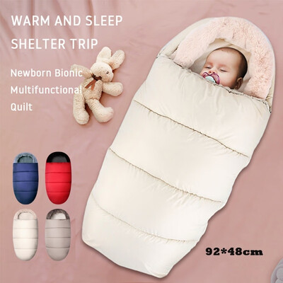 

New Baby Sleeping Bag Winter Warm Infant Swaddle Wrap Thicken Warm Stroller Footmuff Toddler Sleepsack Anti-kicked Quilt
