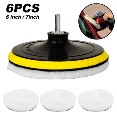 

67 6Pcs Soft Wool Polishing Buffer Pads Gross Polish Kit For Car Polisher Tool Wool Bonnet