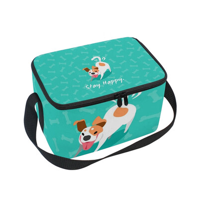 

Lunch Box Insulated Lunch Bag Large Cooler Stay Happy Dog Tote Bagfor Kids Men Women