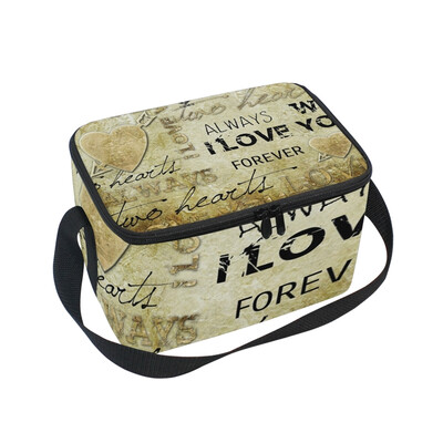 

ALAZA Lunch Box Love Lettering Pattern Insulated Lunch Bag Large Cooler Tote Bagfor Men Women