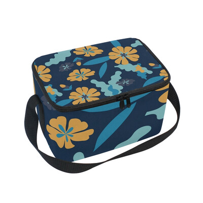 

Lunch Box Insulated Lunch Bag Large Cooler Yellow Little Flowers Tote Bagfor Kids Men Women