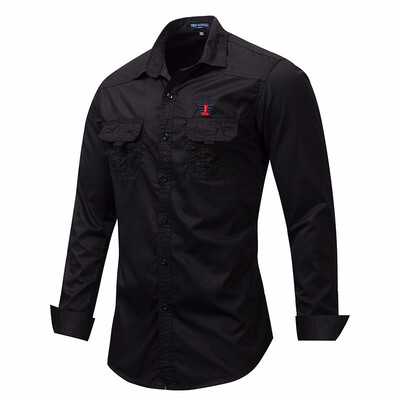 

Mens Shirts Casual Slim Fit Double Pockets Plus Size Long Sleeve Cotton Male Social Tactical Military Shirts For Men Clothes