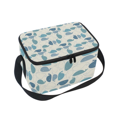 

ALAZA Lunch Box Insulated Cartoon Whale Lunch Bag Large Cooler Tote Bagfor Men Women