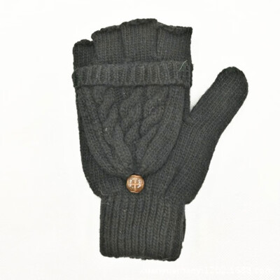 

Half Finger Fingerless Gloves Convertible Flip Knitted Artificial Wool Winter Warm Gloves For Women Girl