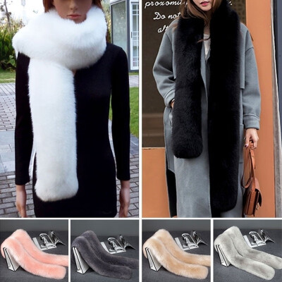 

Willstar Winter Warm Faux Fur long Collar Scarf Fluffy Shawl Wrap Stole Women Men Scarfs